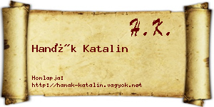 Hanák Katalin névjegykártya