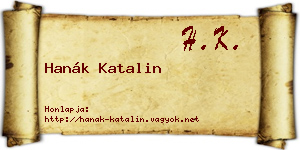 Hanák Katalin névjegykártya